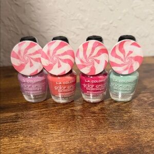 L.A. Colors Nail Polish Set - Purple, Pink, Green set of 4